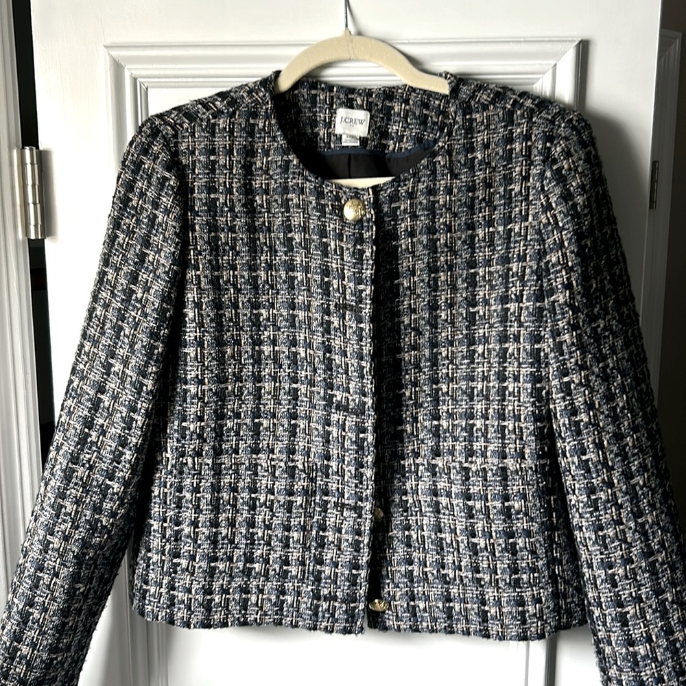 J. Crew cropped tweed blazer